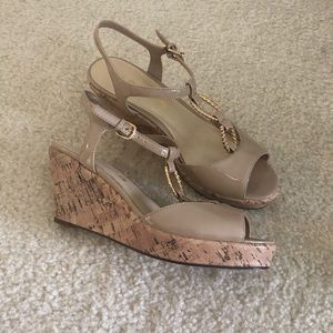 Dress Sandals, Patent Beige with gold hardware